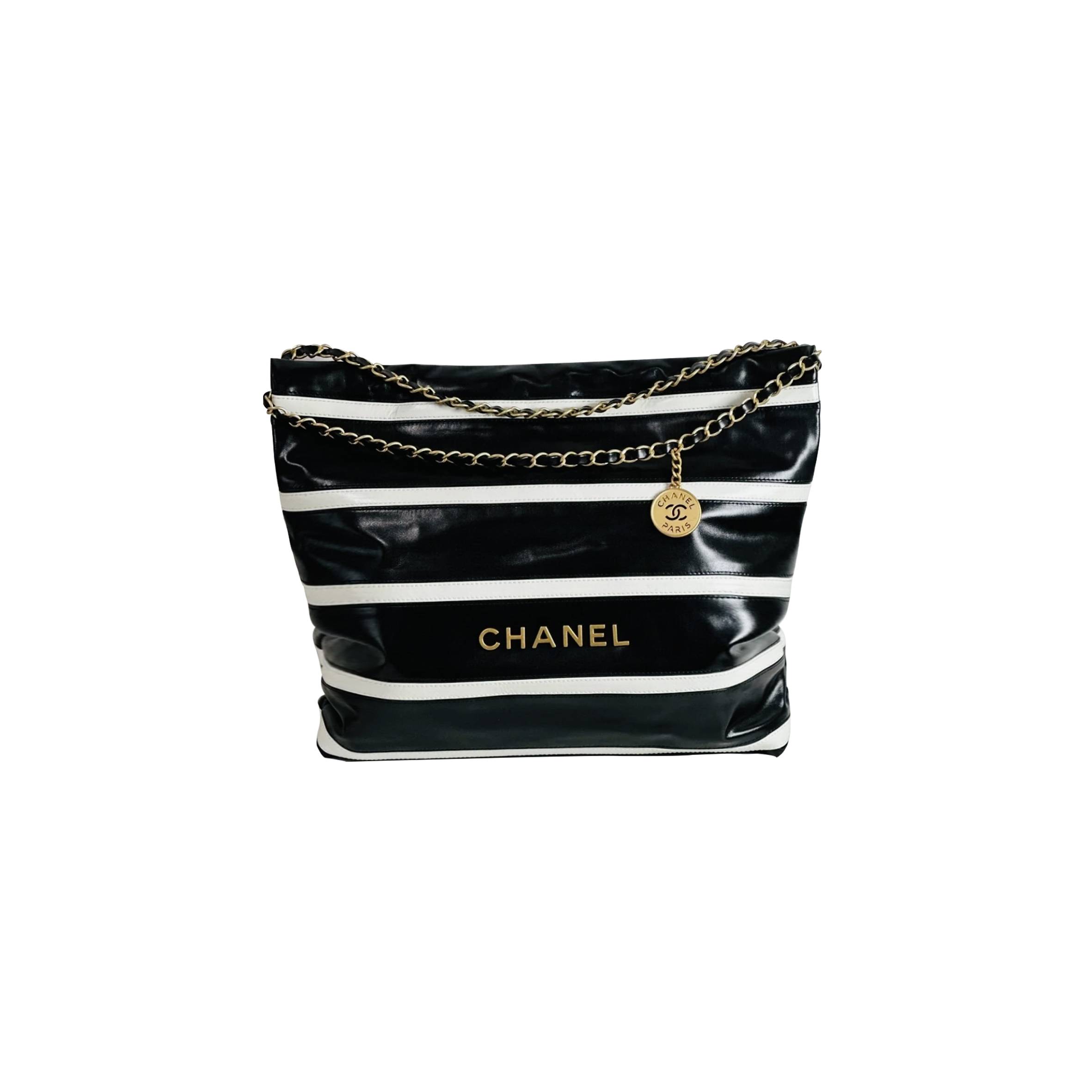 CHANEL 22 STRIPES CASUAL STYLE CHAIN LOGO HANDBAGS AS3261 (42*39*8cm)